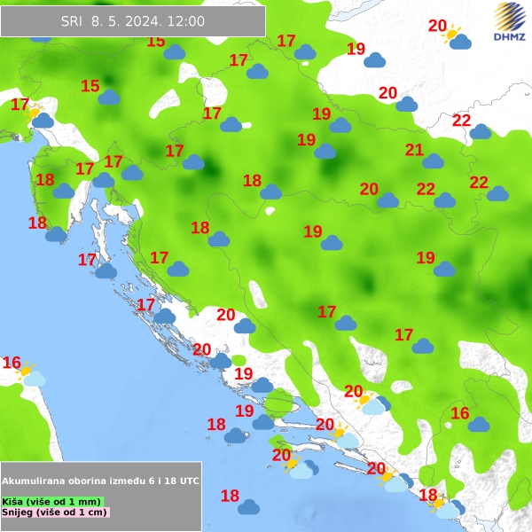 Hosszú távú időjárás előrejelzés Horvátország